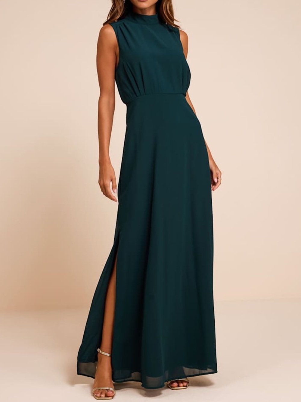 NWT Lulus Classic Elegance Emerald Sleeveless Maxi Dress